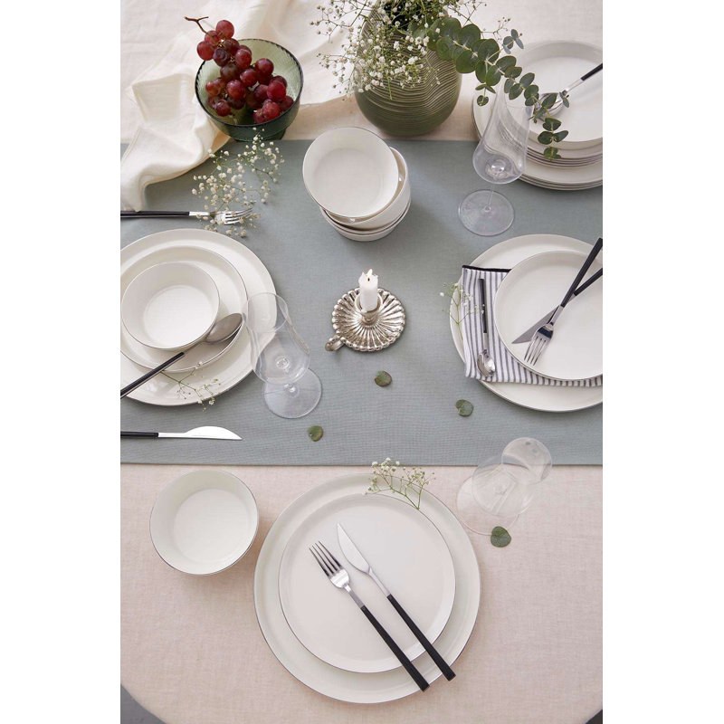 Service de vaisselle, Blanc / argenté