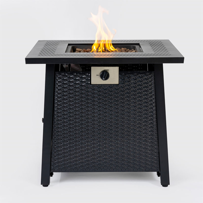 28-Inch Iron Square Propane Fire Pit Table
