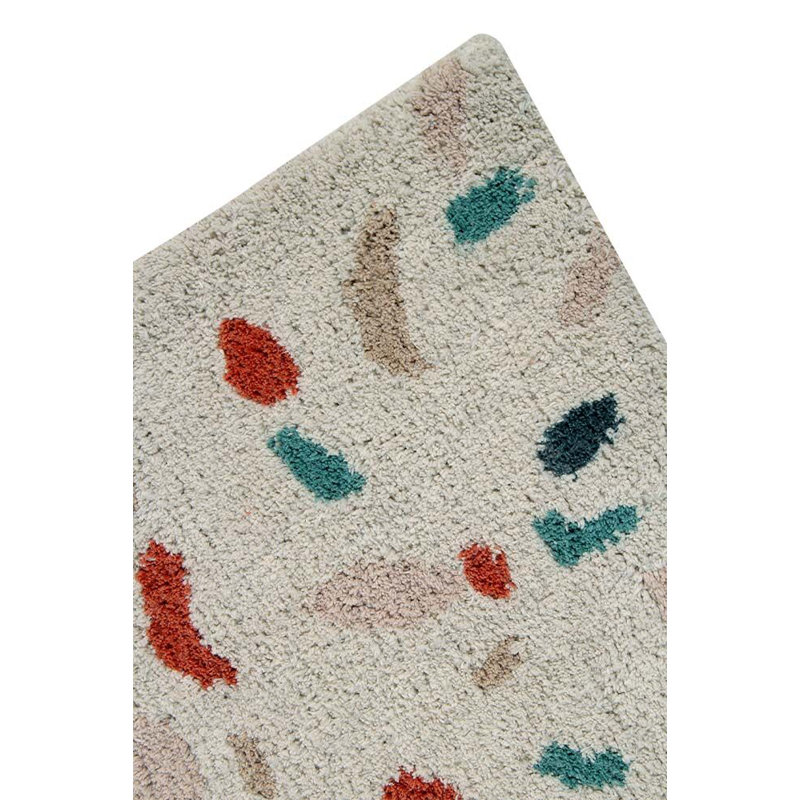 Terrazzo Cotton Abstract Area Rug in White/Red/Blue/Beige
