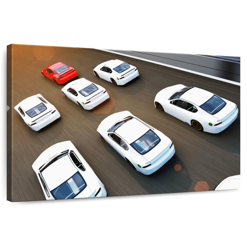 Voitures rouges et blanches Mehar, H 30 po x l 45 po
