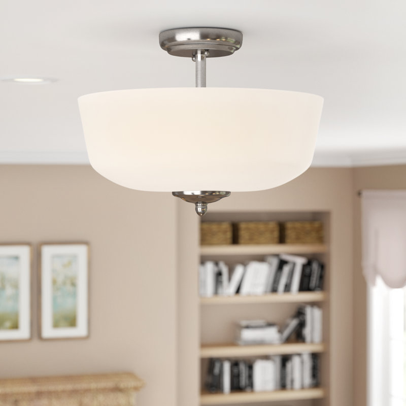 Aghaboy Glass Semi Flush Mount, Brushed Nickel