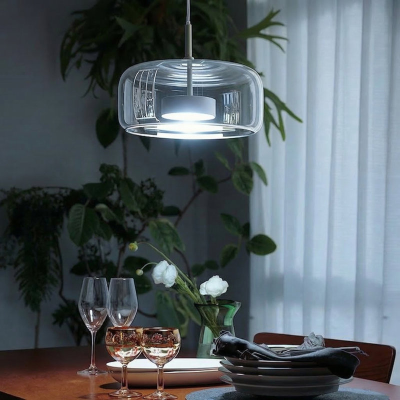 Luminaire suspendu 1 lumière DEL en verre