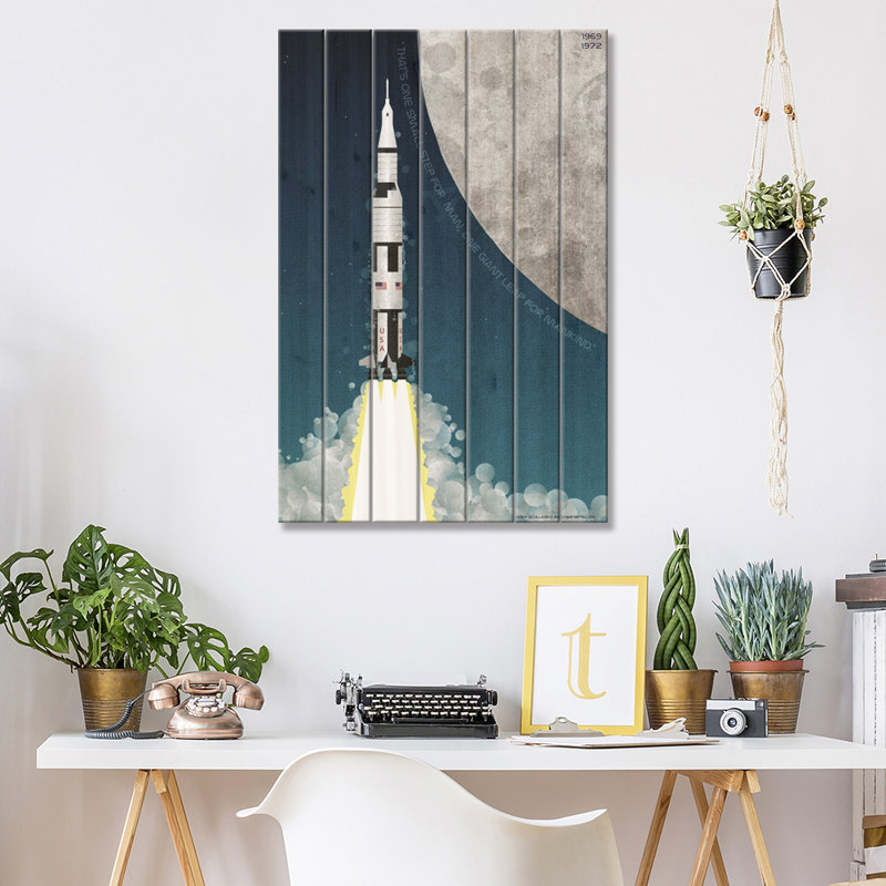 Gyulnara Nasa Space Rocket Apollo Saturn V - impression sans cadre sur bois, H 40 po x l 26 po x P 1,5 po