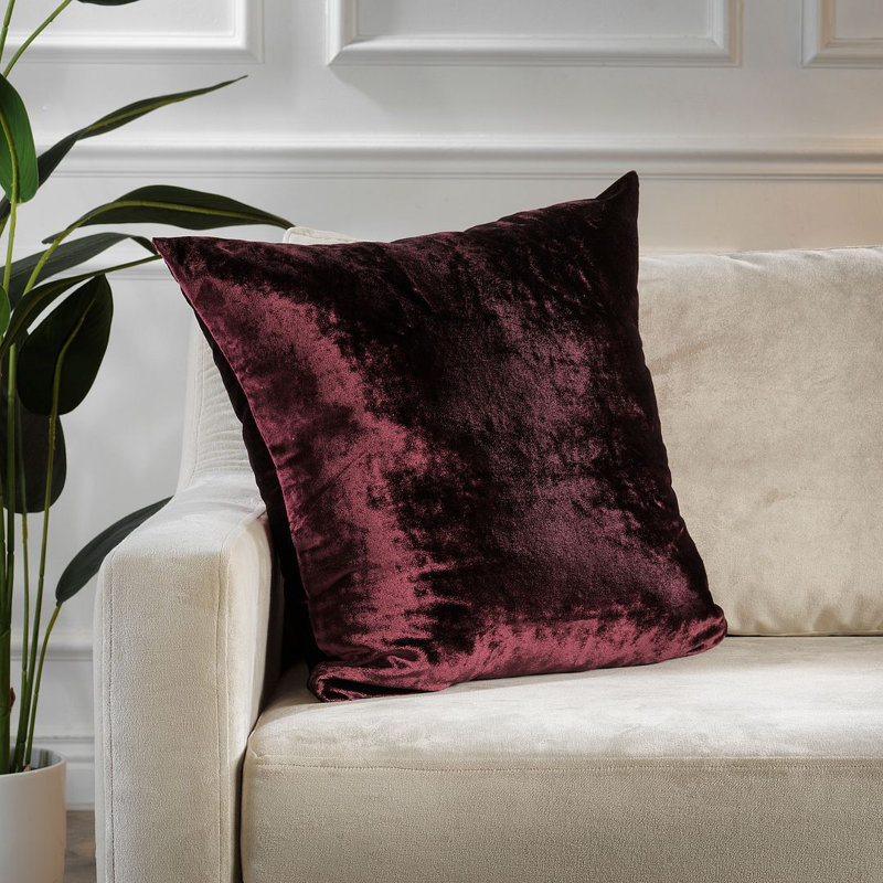 Housse de coussin en velours brillant, Bourgogne, Carré de 24 po