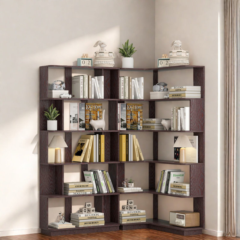 Ensemble de bibliothèques modernes et peu encombrantes, fabrication durable en MDF, rangement polyvalent pour bureau à domicile