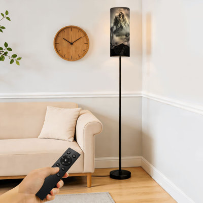Floor Lamp  Stormy mountain silhouette Dimmable Modern Standing Lamp with Remote Control Footswitch Bulb Lampshade Tall Pole Corner Lamp for Living Room Bedroom Office
