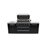 Mont Alpi 44-inch 6-Burner 115000 BTU Black Stainless Steel Outdoor Kitchen Barbecue Island Grill