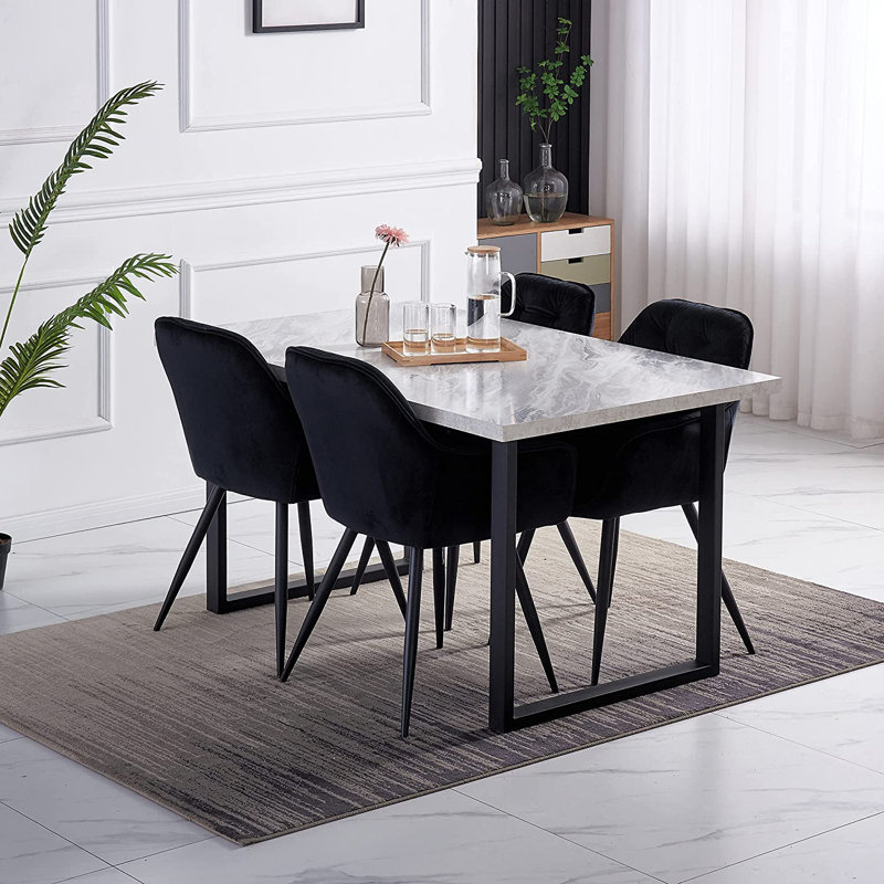 Velvet Tufted Upholstered Armchair Runge, Black