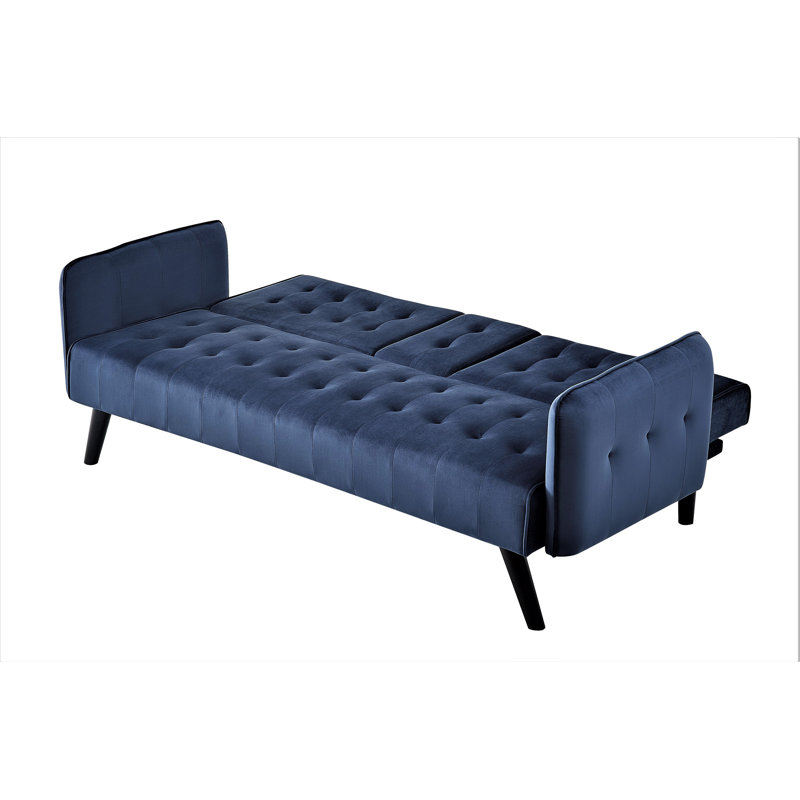 Koga 72'' Velvet Convertible Sofa, Navy Velvet