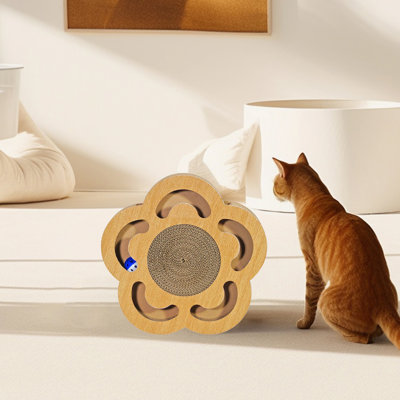 Flower Shape Scratcher Cat Toy With Ball Track Ball