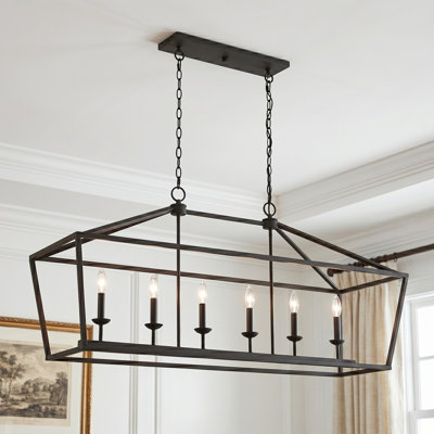 Demi 6 - Light Steel Dimmable Kitchen Island Chandelier UL Certified