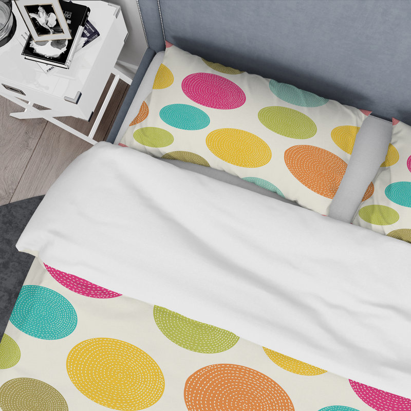 Ensemble de housse de couette en microfibre rose / vert / jaune 3 pièces, Housse de couette double / grand + 2 taies décora