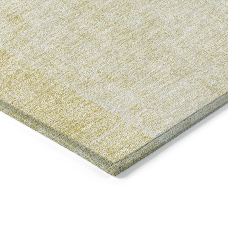 Tapis intérieur lavable à motif géométrique ivoire et jaune 3 pi x 5 pi