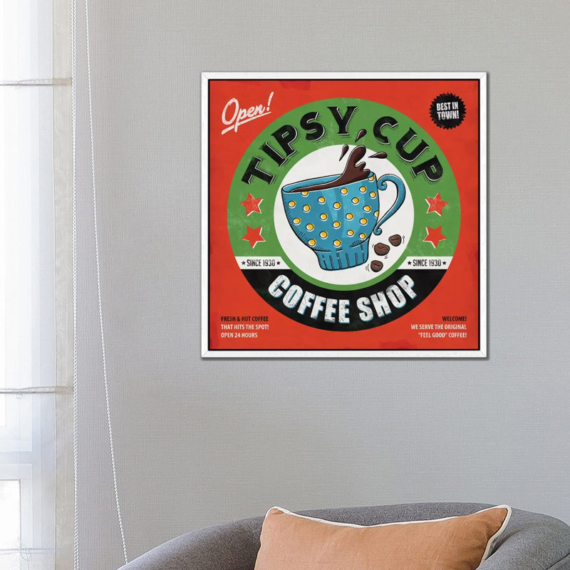 Tipsy Cup by Ester Kay - Print on Canvas, 66.04 cm H x 66.04 cm W, White Framed
