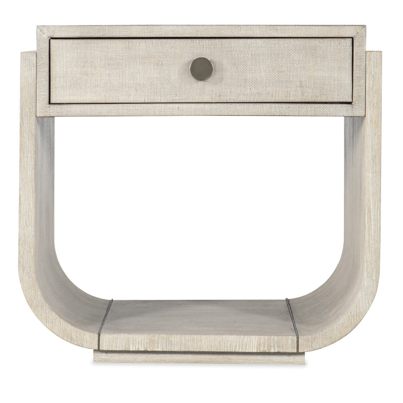 Diamond Brown Oak and Raffia Rectangular End Table with Storage