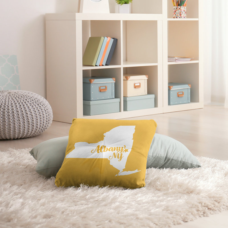 Coussin de plancher touffeté, 26 po x 26 po, Jaune, Rochester
