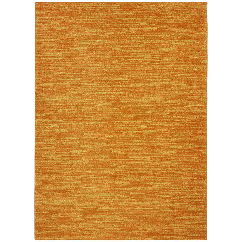 Mullican Sandy Solid Sunburst Orange Easy Care Indoor/Outdoor Area Rug, Rectangle 6' x 9'