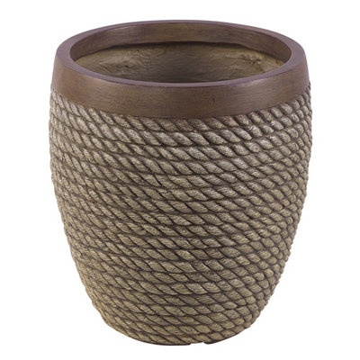 Round Brown Braided Striped Handmade Pot Planter
