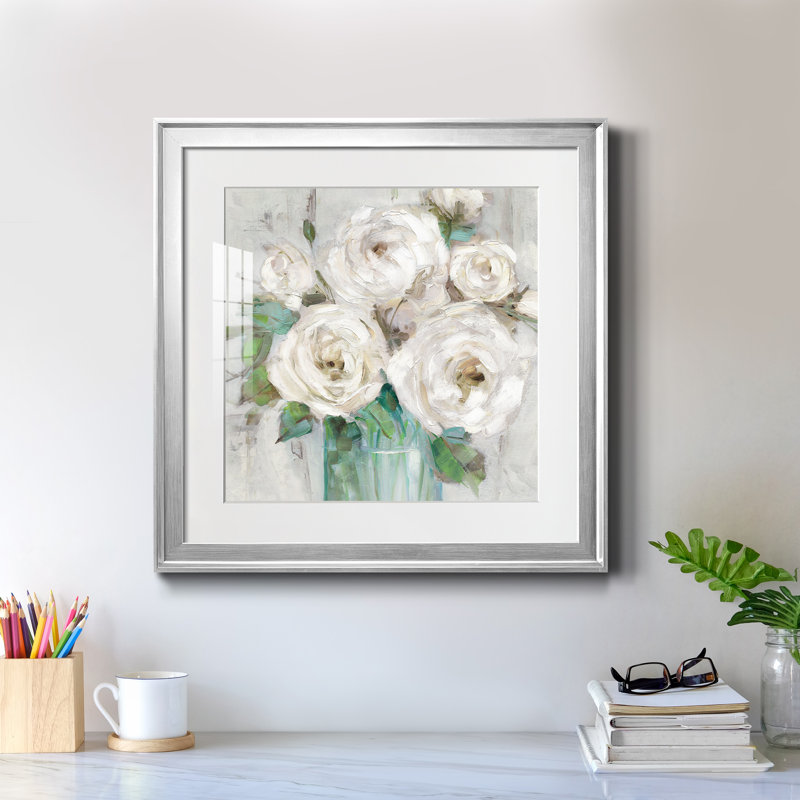 Cottage White - peinture encadrée, Cadre argenté, H 17,5 po x l 17,5 po x P 1,5 po