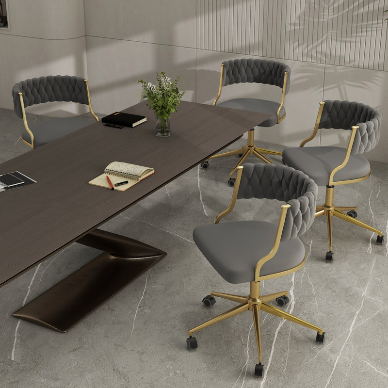 Pia Ricco Velvet Task Chair, Grey