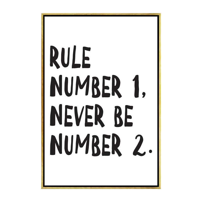 Règle numéro - reproduction d'art textuel, H 60 po x l 40po x P 1,5 po, Toile encadrée d'or, Pas de tapis