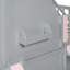 Lit superposé double au dessus d'un lit double avec escalier de rangement et tablettes, structure de lit superposé en bois pour enfants avec maisonnette, toit et porte, marches de rangement et tablettes ouvertes, gris et rose-1328343692