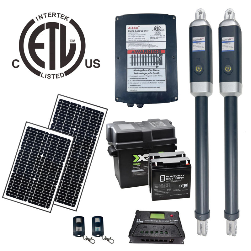 ALEKO Dual Swing Gate Operator with Solar Kit and Battery Backup