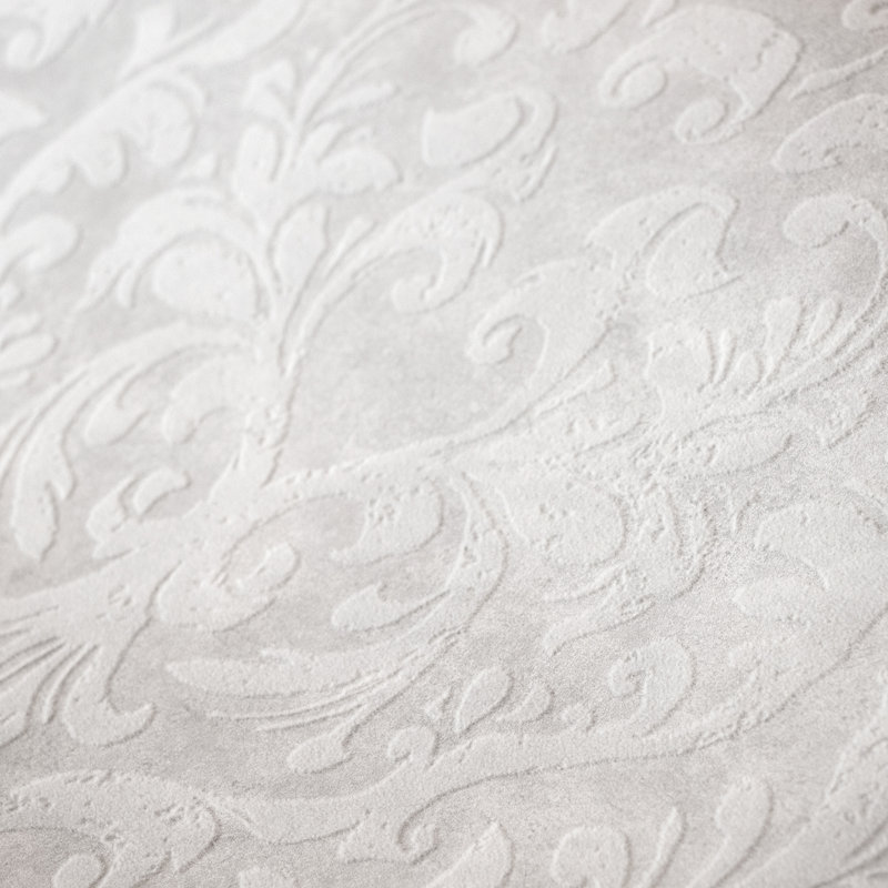 Rouleau de papier peint damassé floqué Urban Classics Collection Mayfair, Crème, crème