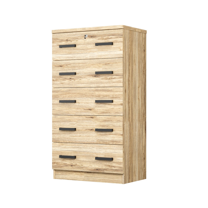 Commode 5 tiroirs 5 pouces Giello, Naturel