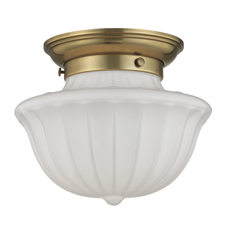 Plafonnier semi-encastré 1 lumière Maisie, Laiton vieilli, H 7,5 po x l 9 po