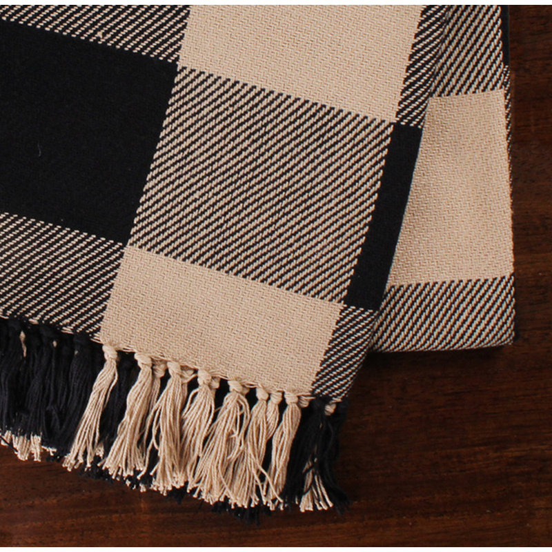 HeritageHouseChkBrnRedAfghan 50"x60", Black/Nutmeg