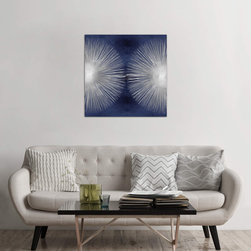 Silver Sunburst On Blue II by Abby Young - Print on Canvas, Wrapped Canvas, 45.72 cm H x 45.72 cm W x 1.91 cm D