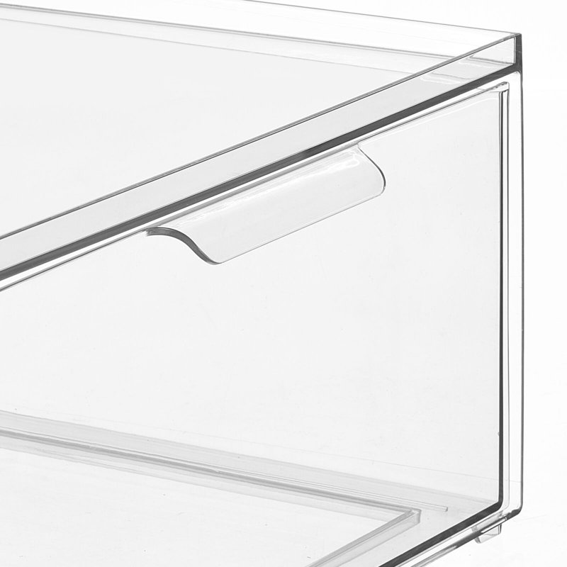 mDesign Plastic Wide Stackable Kitchen Storage Organizer, Drawer, 2 Pack, Clear