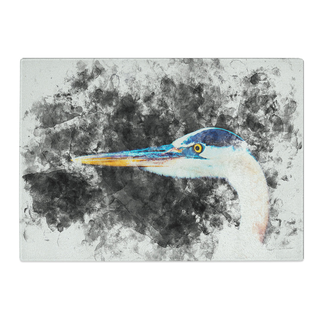 Tempered Glass Heron Portrait Chopping Board