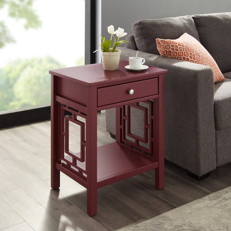 Table de bout avec rangement Mastic, Merlot