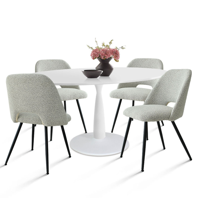 Chaena 5-Piece Oval Dining Table Sets, Gray