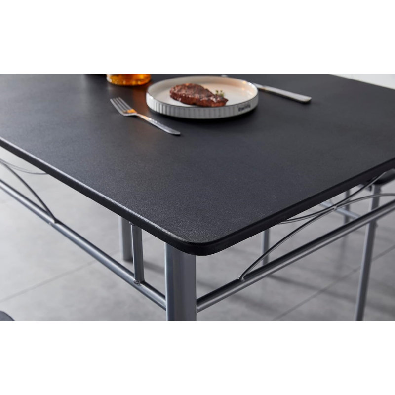 Liammatthew 4 - Person Dining Set, Black, Silver, Black