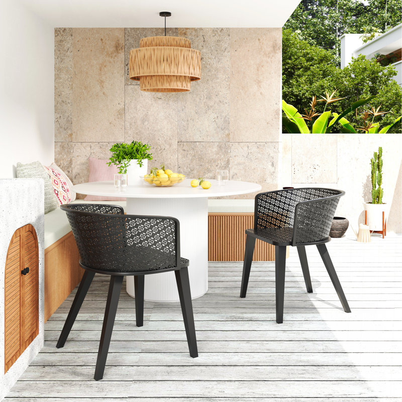 Milan Outdoor Dining Chair(Set Of 2), Black