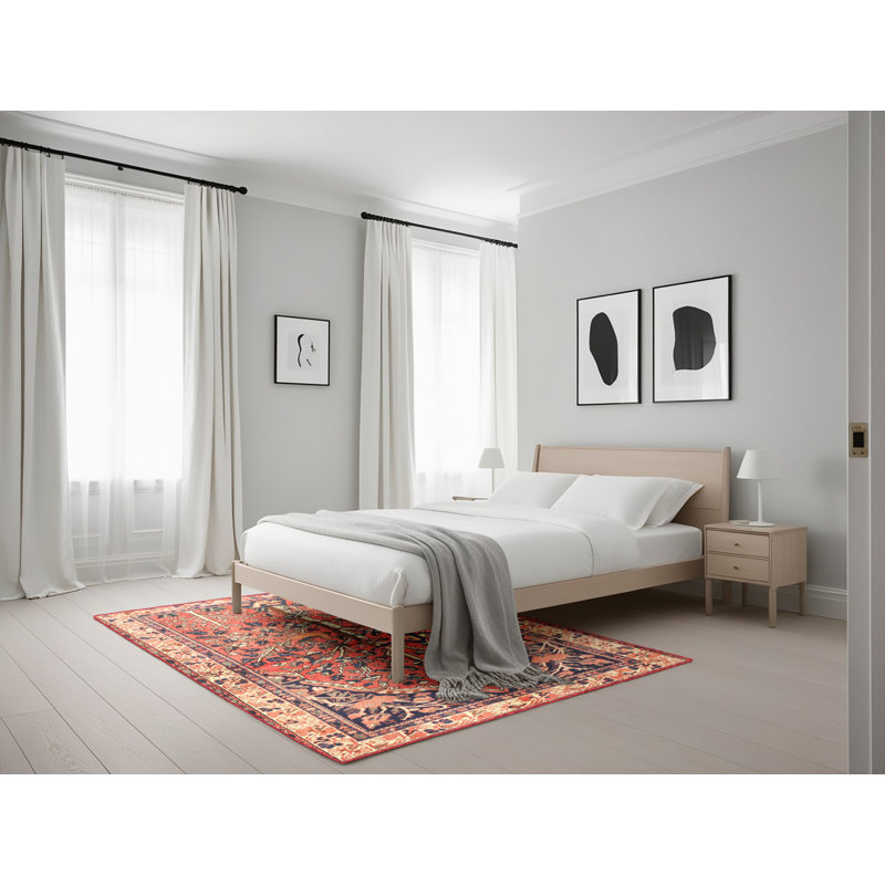 Tapis orange/gris traditionnel Ose, Rond 5 pi
