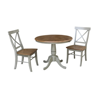 Ensemble de salle à manger extensible en bois massif 3 pièces Echols