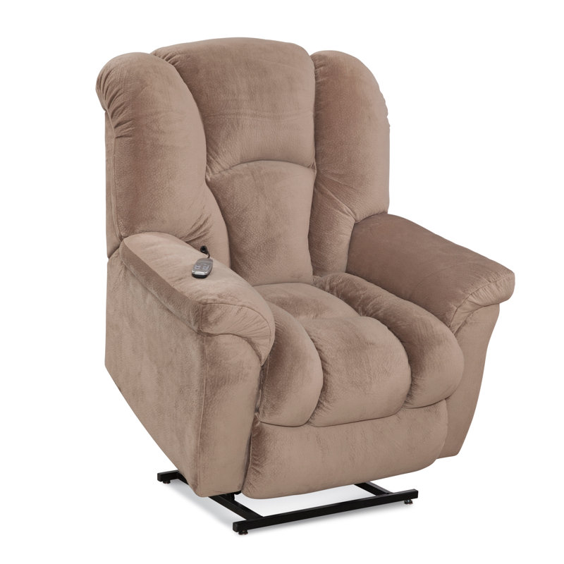 Saish Upholstered Lift Assist Power Recliner, Brown Polyester