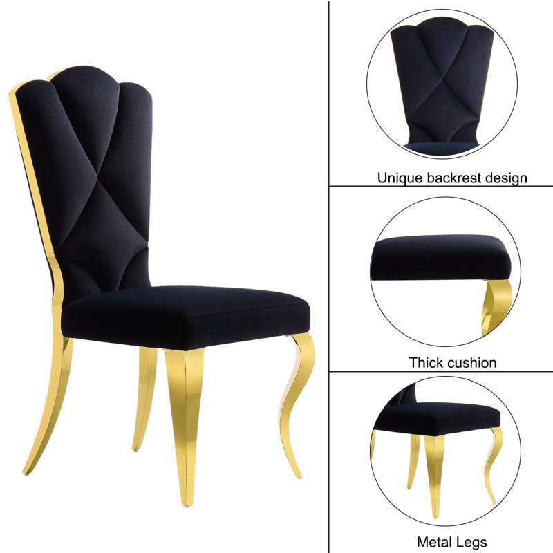 Chaise d'appoint Keyande, Noir, Or