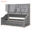  Lit de jour simple rembourré avec tablettes de rangement, armoires, lit gigogne escamotable et lumières avec accoudoirs, gris-1142076668
