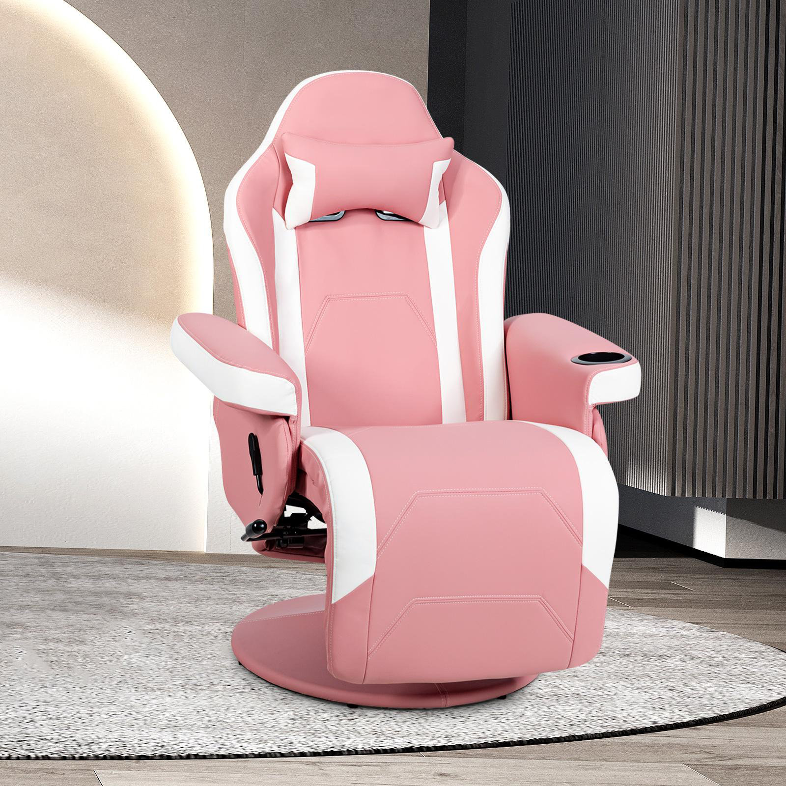 Ergonomic Footrest Wood Frame Cushion Reclining Gaming Desk Chair