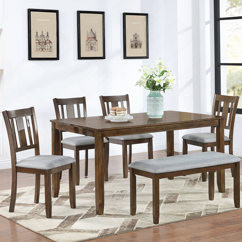 Ensemble de table de salle à manger 6 pièces pour des espaces de salle à manger harmonieux, idéal pour les réunions de famille et les occasions formelles
