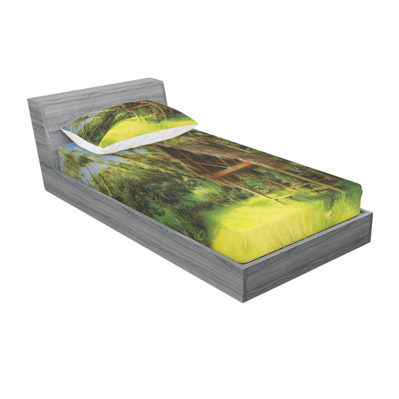 Ensemble de draps Tiki Hut in Dreamy, Ensemble de draps pour lit simple TG avec drap-hou