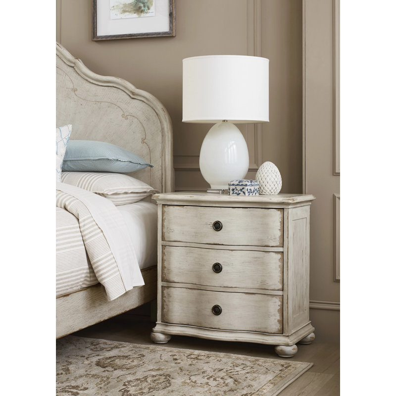 HELENE THREE DRAWER NIGHTSTAND - CRÈME
