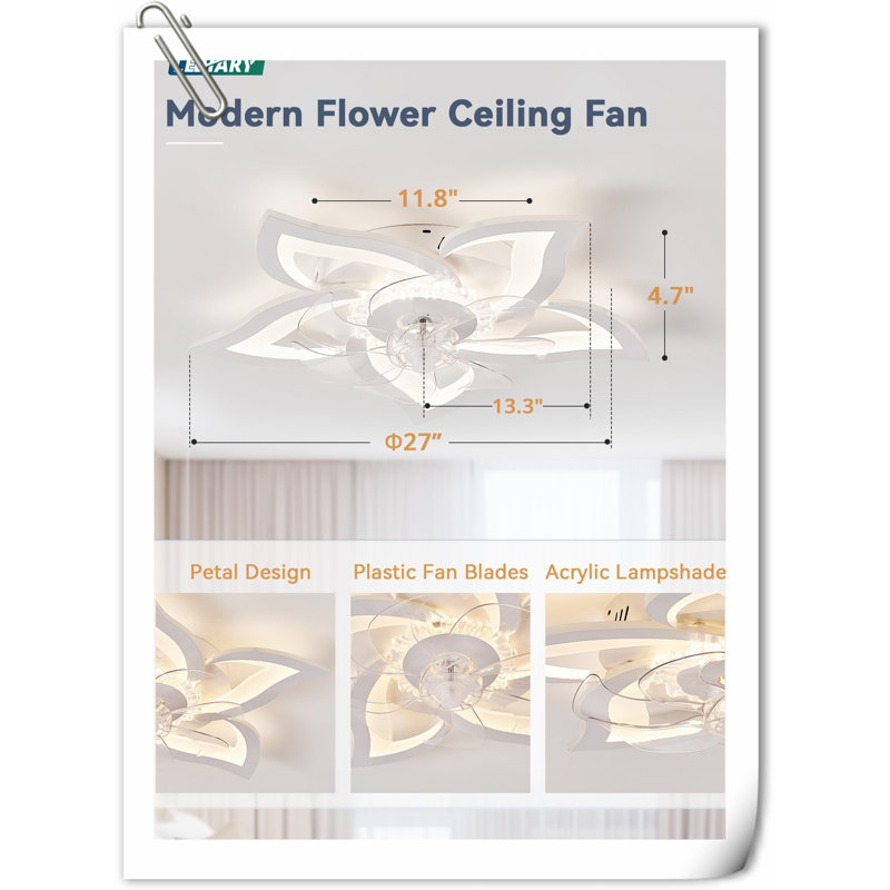 Myhrren Ceiling Fan with LED Lights, White
