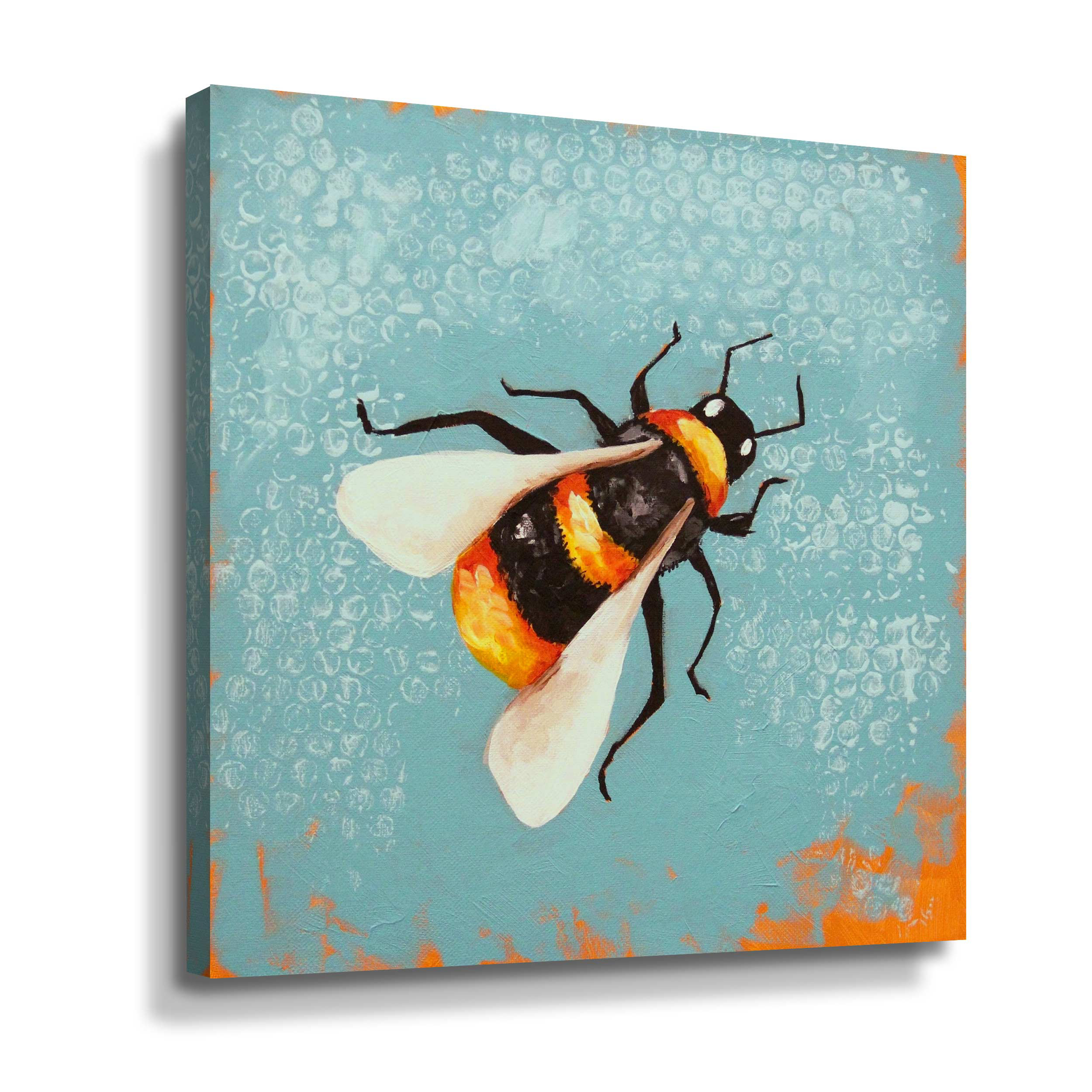 Bee Stamp Bright | Canvas Wall Art | 16x16 | Great Big Canvas