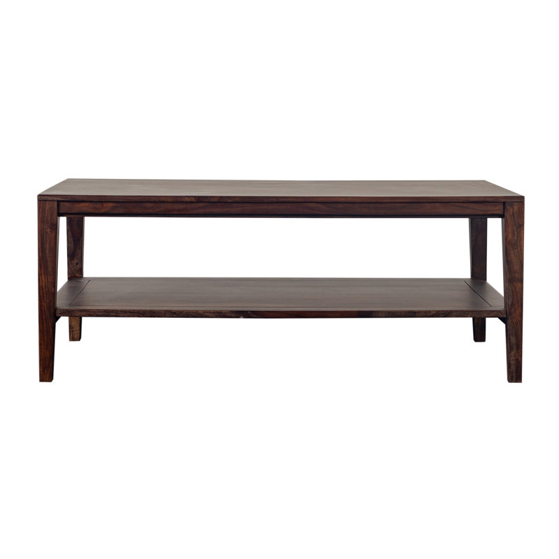 Debbra Solid Wood Single Coffee Table, Dark Natural